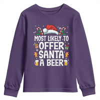Family Matching Christmas Youth Sweatshirt Most Likely To Christmas To Offer Santa A Beer - Wonder Print Shop