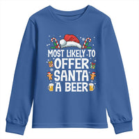 Family Matching Christmas Youth Sweatshirt Most Likely To Christmas To Offer Santa A Beer - Wonder Print Shop