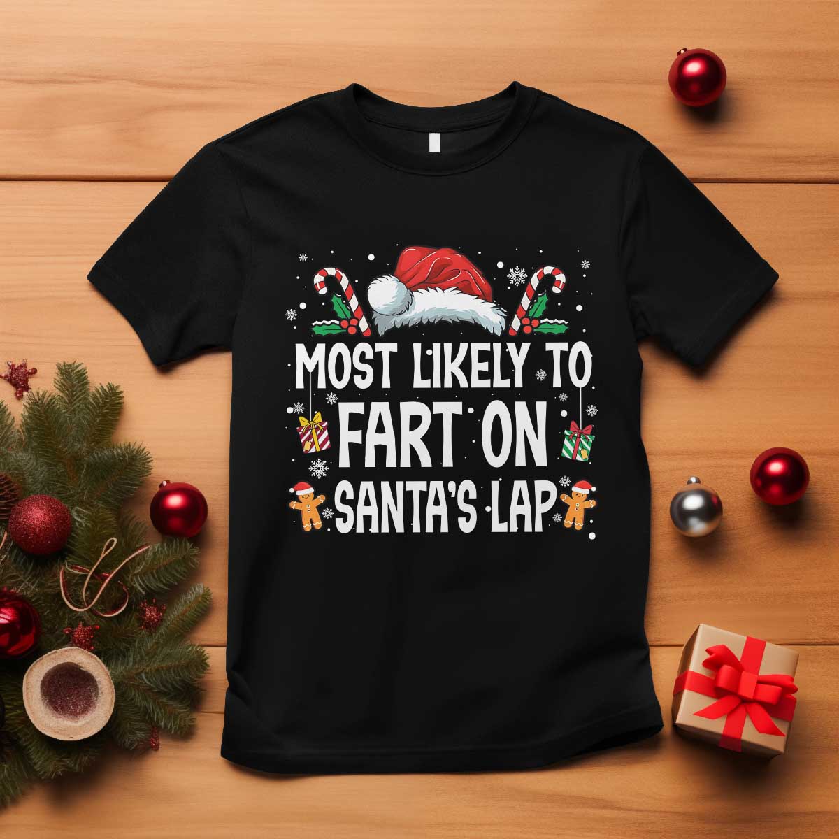 Family Matching Christmas T Shirt Most Likely To Fart On Santa's Lap - Wonder Print Shop