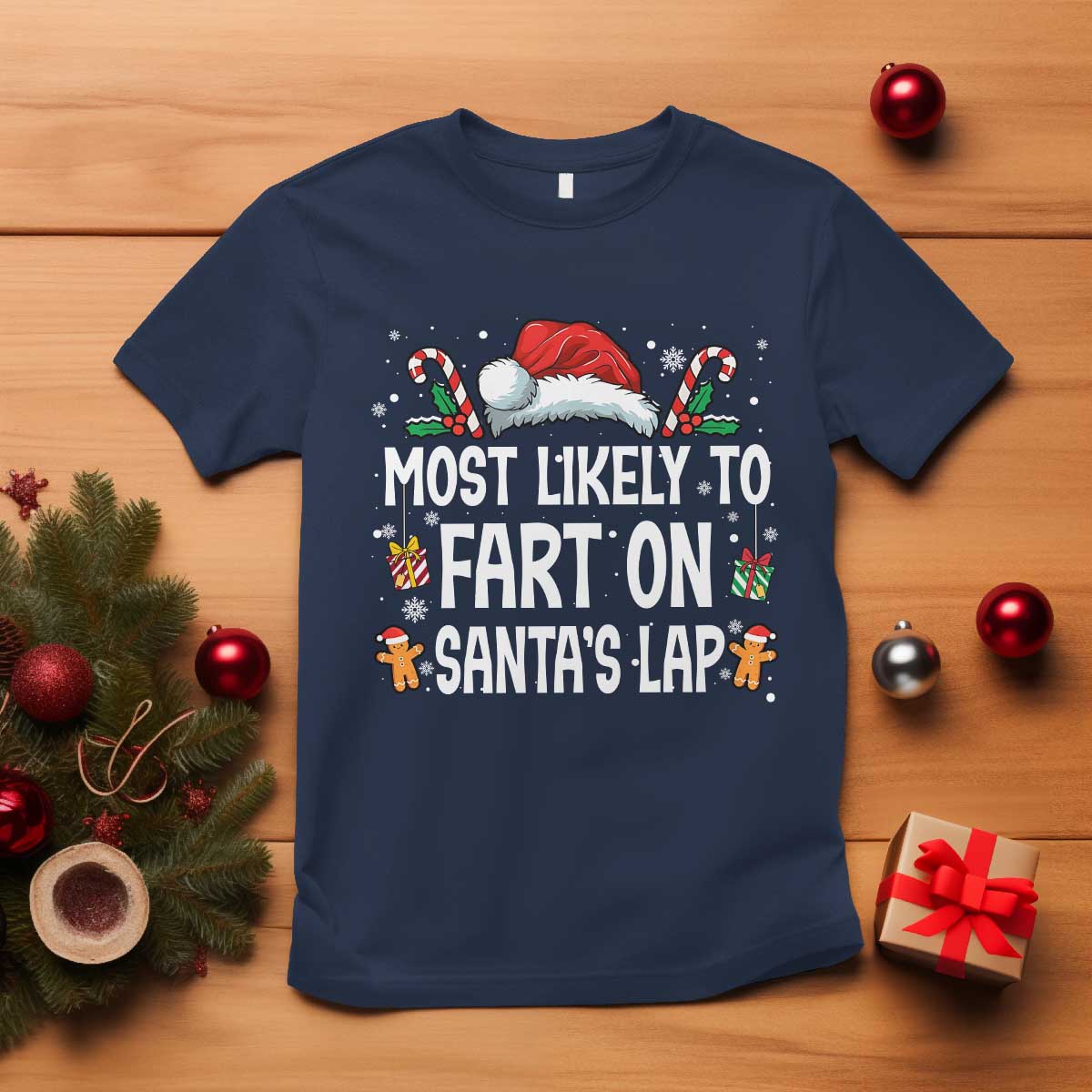 Family Matching Christmas T Shirt Most Likely To Fart On Santa's Lap - Wonder Print Shop