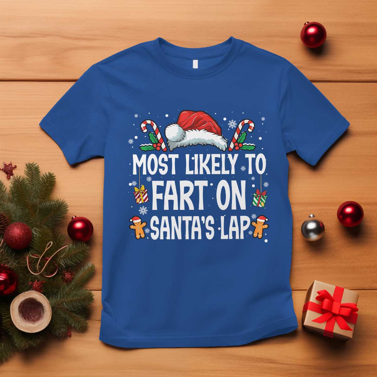 Family Matching Christmas T Shirt Most Likely To Fart On Santa's Lap - Wonder Print Shop