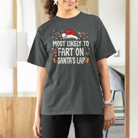 Family Matching Christmas T Shirt For Women Most Likely To Fart On Santa's Lap - Wonder Print Shop