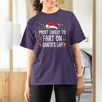Family Matching Christmas T Shirt For Women Most Likely To Fart On Santa's Lap - Wonder Print Shop