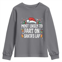 Family Matching Christmas Youth Sweatshirt Most Likely To Fart On Santa's Lap - Wonder Print Shop