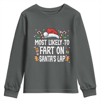 Family Matching Christmas Youth Sweatshirt Most Likely To Fart On Santa's Lap - Wonder Print Shop