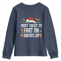 Family Matching Christmas Youth Sweatshirt Most Likely To Fart On Santa's Lap - Wonder Print Shop