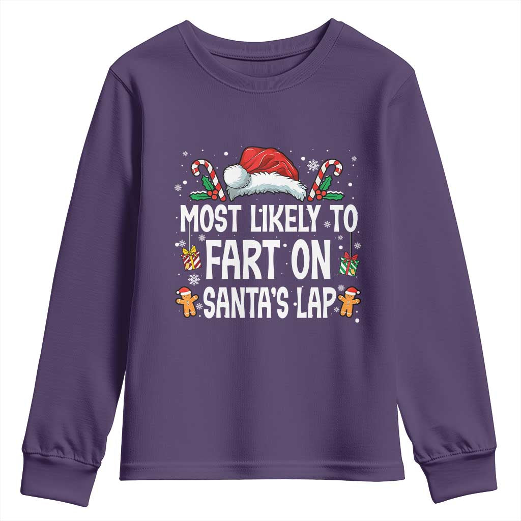 Family Matching Christmas Youth Sweatshirt Most Likely To Fart On Santa's Lap - Wonder Print Shop