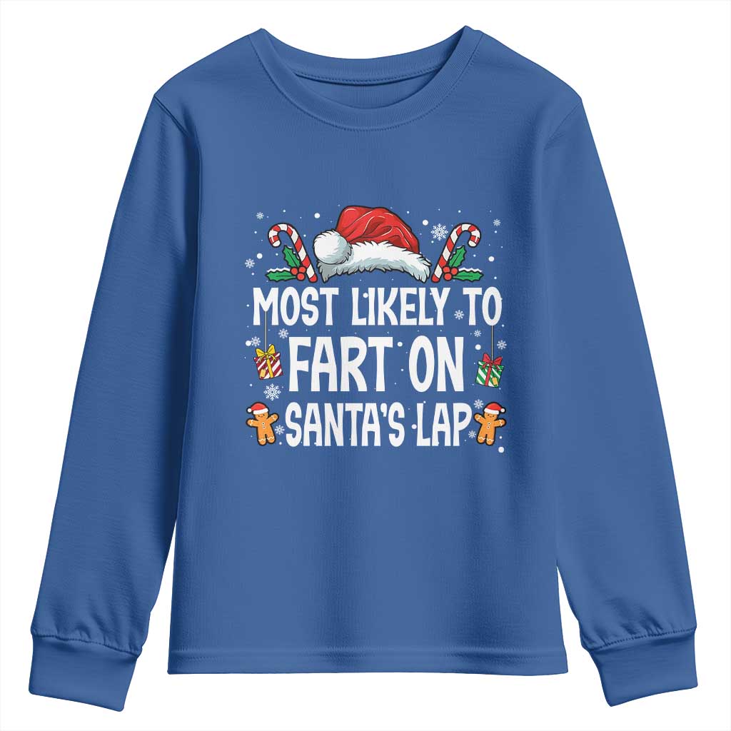Family Matching Christmas Youth Sweatshirt Most Likely To Fart On Santa's Lap - Wonder Print Shop