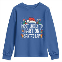 Family Matching Christmas Youth Sweatshirt Most Likely To Fart On Santa's Lap - Wonder Print Shop