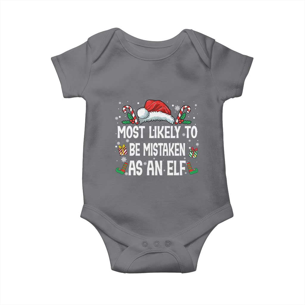 Family Matching Christmas Baby Onesie Funny Most Likely To Be Mistaken As An Elf - Wonder Print Shop
