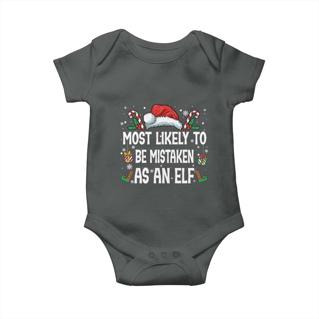 Family Matching Christmas Baby Onesie Funny Most Likely To Be Mistaken As An Elf - Wonder Print Shop
