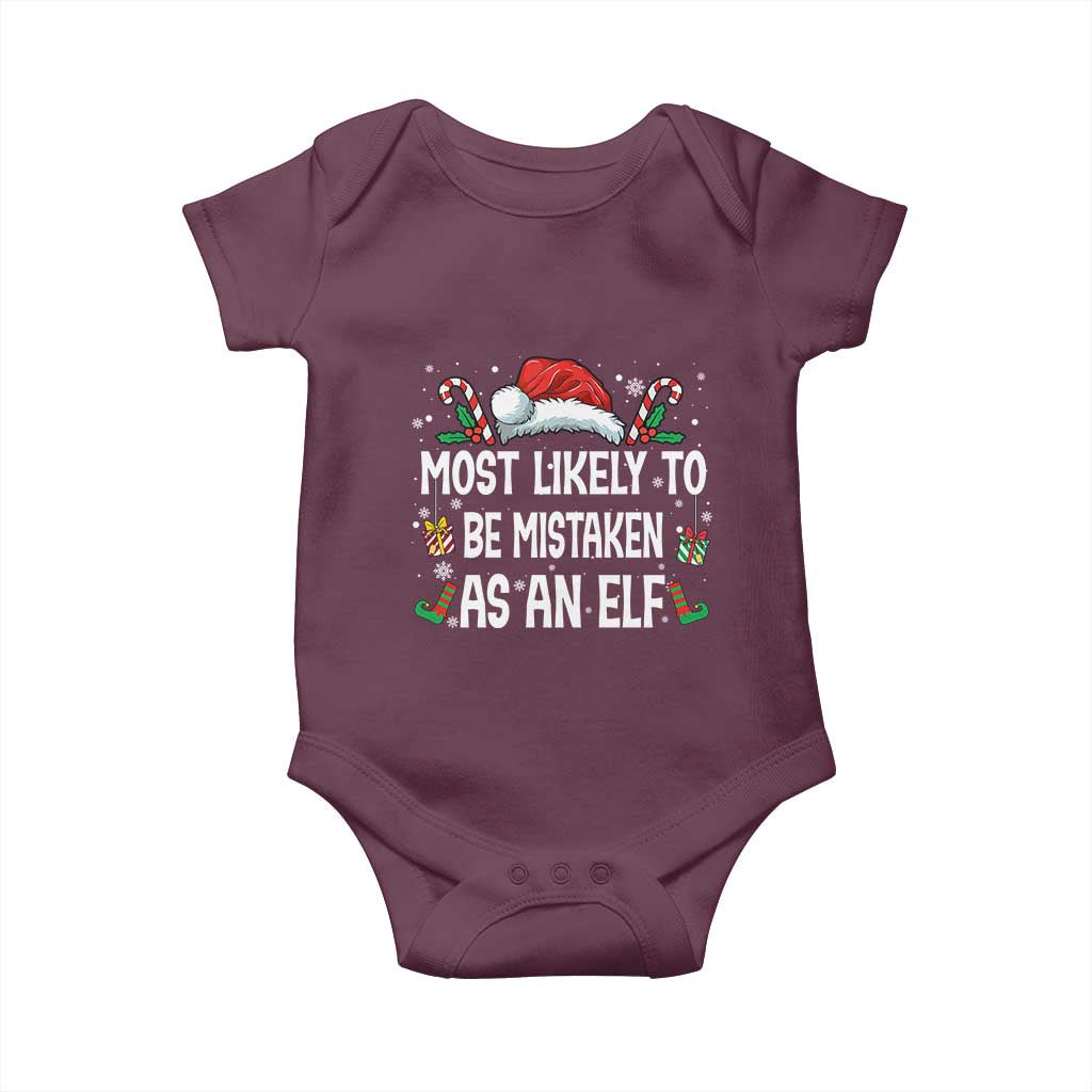 Family Matching Christmas Baby Onesie Funny Most Likely To Be Mistaken As An Elf - Wonder Print Shop