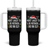 Family Matching Christmas Tumbler With Handle Funny Most Likely To Be Mistaken As An Elf - Wonder Print Shop
