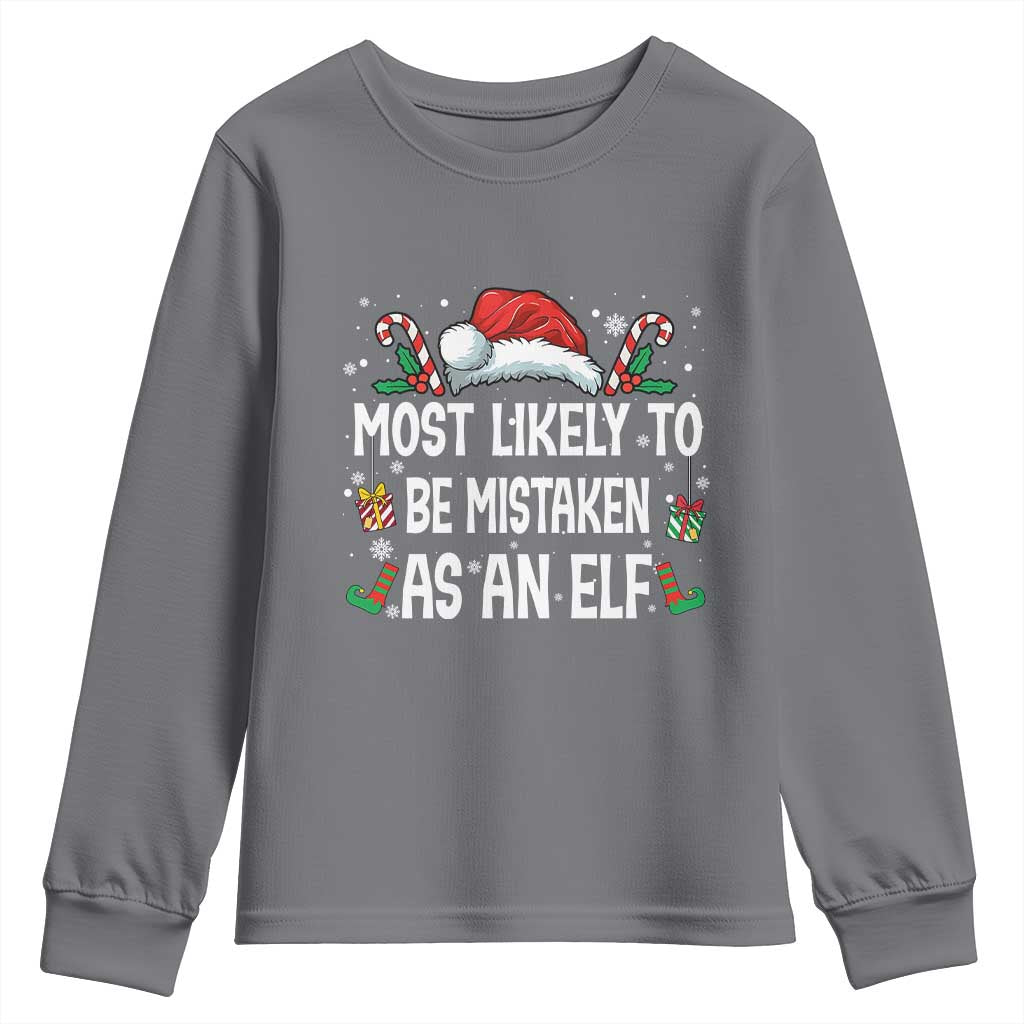 Family Matching Christmas Youth Sweatshirt Funny Most Likely To Be Mistaken As An Elf - Wonder Print Shop