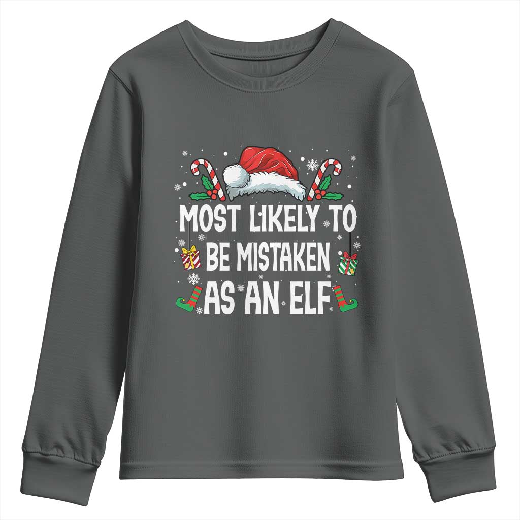 Family Matching Christmas Youth Sweatshirt Funny Most Likely To Be Mistaken As An Elf - Wonder Print Shop