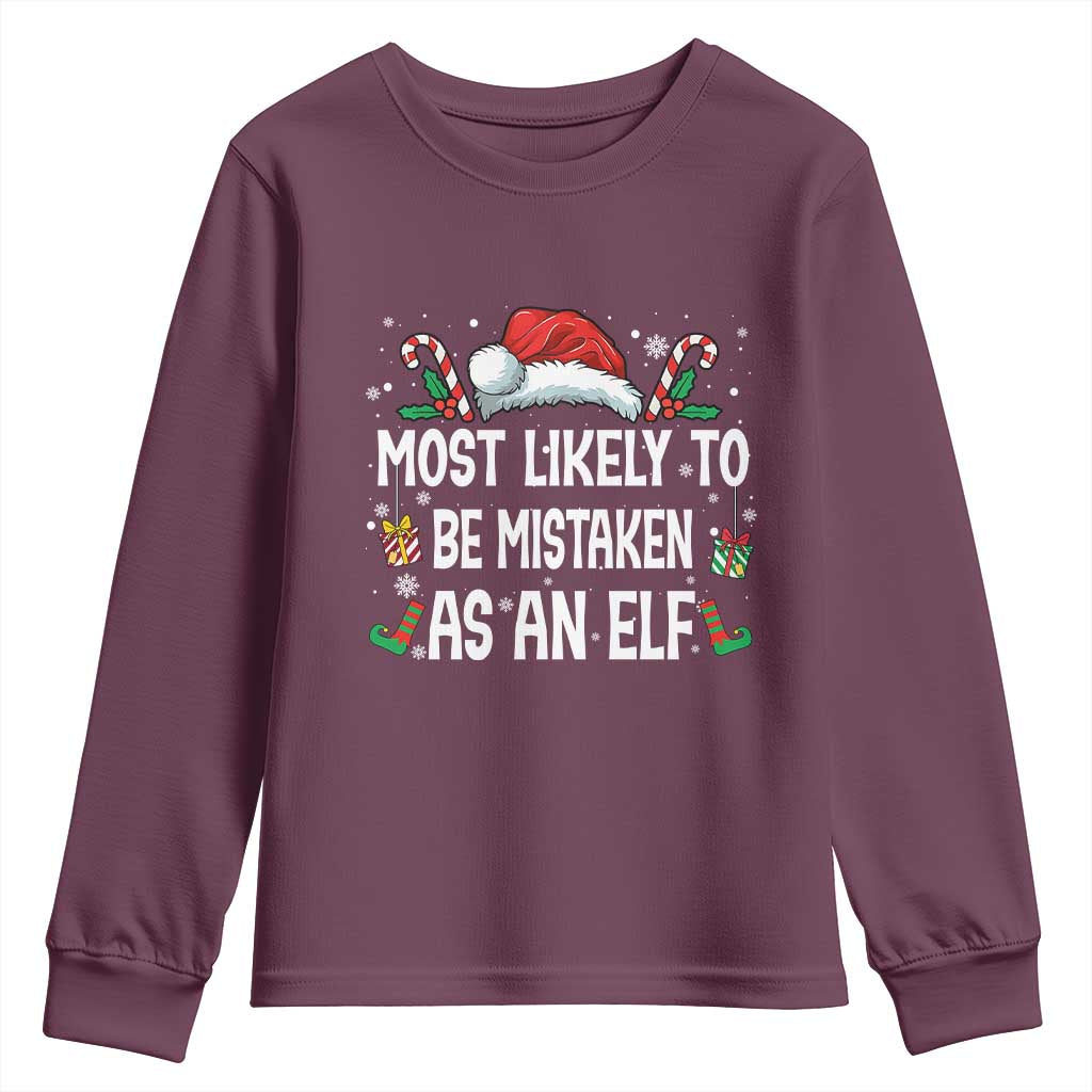 Family Matching Christmas Youth Sweatshirt Funny Most Likely To Be Mistaken As An Elf - Wonder Print Shop