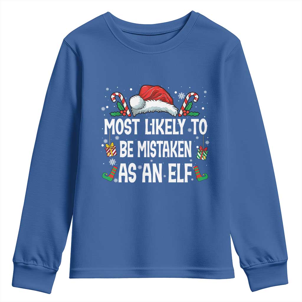 Family Matching Christmas Youth Sweatshirt Funny Most Likely To Be Mistaken As An Elf - Wonder Print Shop