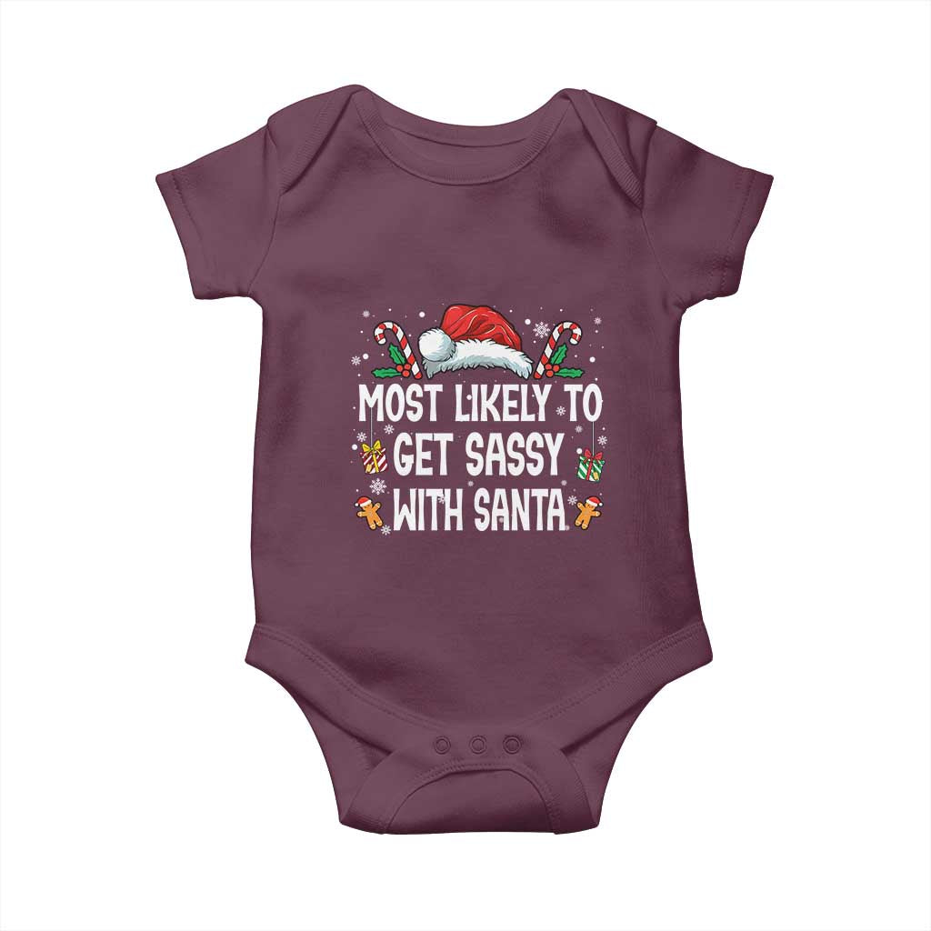 Family Matching Christmas Baby Onesie Funny Most Likely To Get Sassy With Santa - Wonder Print Shop