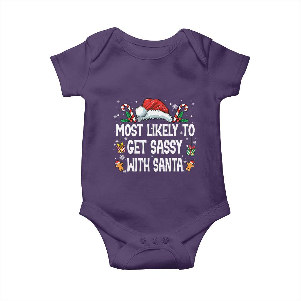 Family Matching Christmas Baby Onesie Funny Most Likely To Get Sassy With Santa - Wonder Print Shop