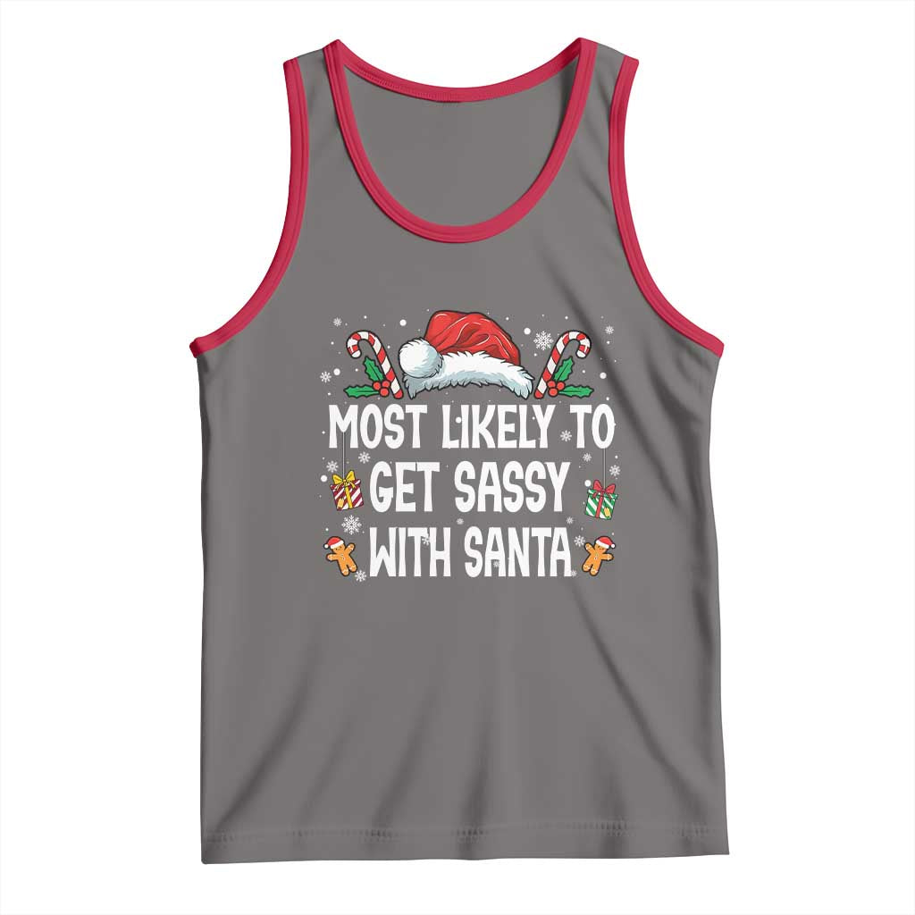 Family Matching Christmas Tank Top Funny Most Likely To Get Sassy With Santa - Wonder Print Shop