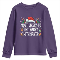 Family Matching Christmas Youth Sweatshirt Funny Most Likely To Get Sassy With Santa - Wonder Print Shop