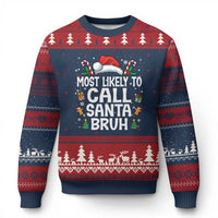 Family Matching Xmas Ugly Christmas Sweater Most Likely to Call Santa Bruh - Wonder Print Shop