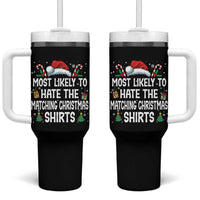 Family Matching Christmas Tumbler With Handle Most Likely To Hate Matching Christmas - Wonder Print Shop