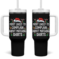 Family Matching Christmas Tumbler With Handle Funny Most Likely To Complain About Matching Shirts - Wonder Print Shop
