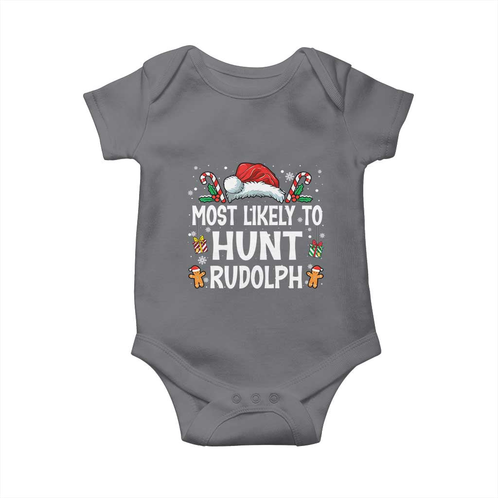 Family Matching Christmas Baby Onesie Most Likely To Hunt Rudolph - Wonder Print Shop
