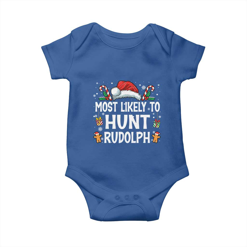 Family Matching Christmas Baby Onesie Most Likely To Hunt Rudolph - Wonder Print Shop