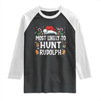 Family Matching Christmas Raglan Shirt Most Likely To Hunt Rudolph - Wonder Print Shop