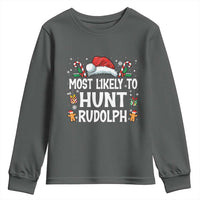 Family Matching Christmas Youth Sweatshirt Most Likely To Hunt Rudolph - Wonder Print Shop