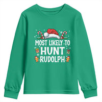 Family Matching Christmas Youth Sweatshirt Most Likely To Hunt Rudolph - Wonder Print Shop
