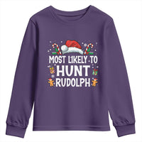 Family Matching Christmas Youth Sweatshirt Most Likely To Hunt Rudolph - Wonder Print Shop