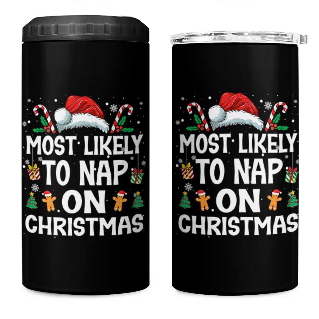 Family Matching Christmas 4 in 1 Can Cooler Tumbler Most Likely To Nap On Xmas - Wonder Print Shop