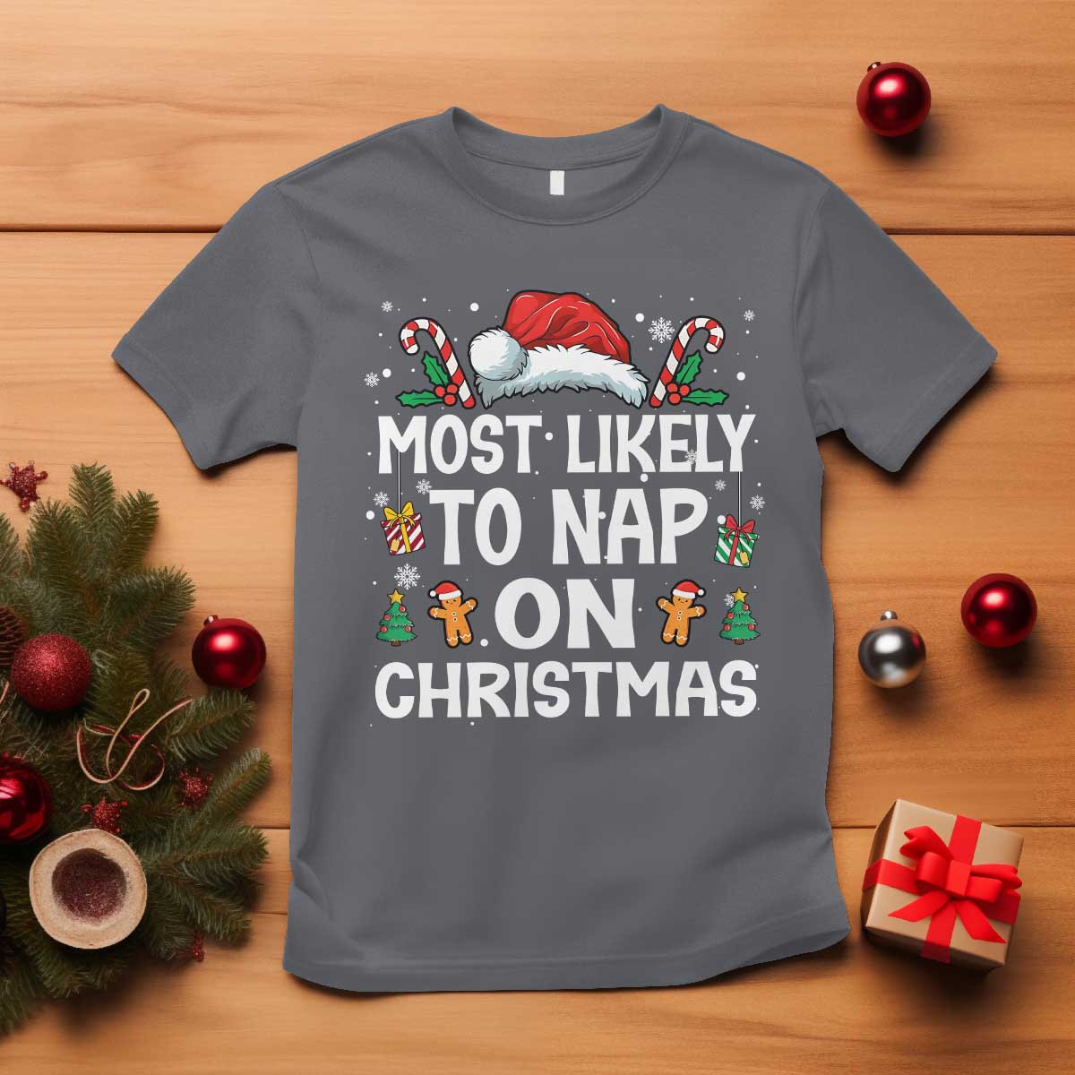 Family Matching Christmas T Shirt Most Likely To Nap On Xmas - Wonder Print Shop