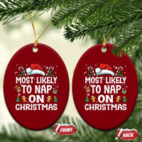 Family Matching Christmas Ceramic Ornament Most Likely To Nap On Xmas - Wonder Print Shop