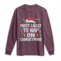 Family Matching Christmas Long Sleeve Shirt Most Likely To Nap On Xmas - Wonder Print Shop