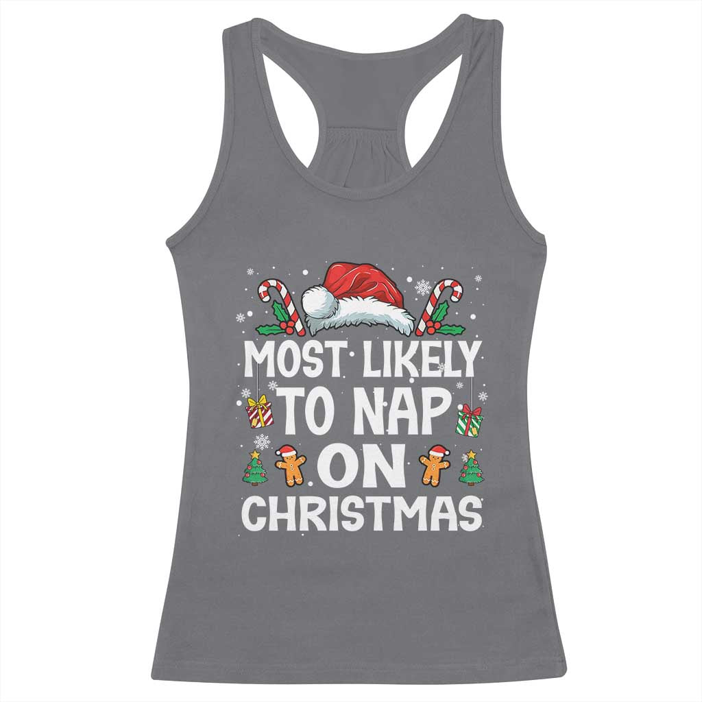 Family Matching Christmas Racerback Tank Top Most Likely To Nap On Xmas - Wonder Print Shop