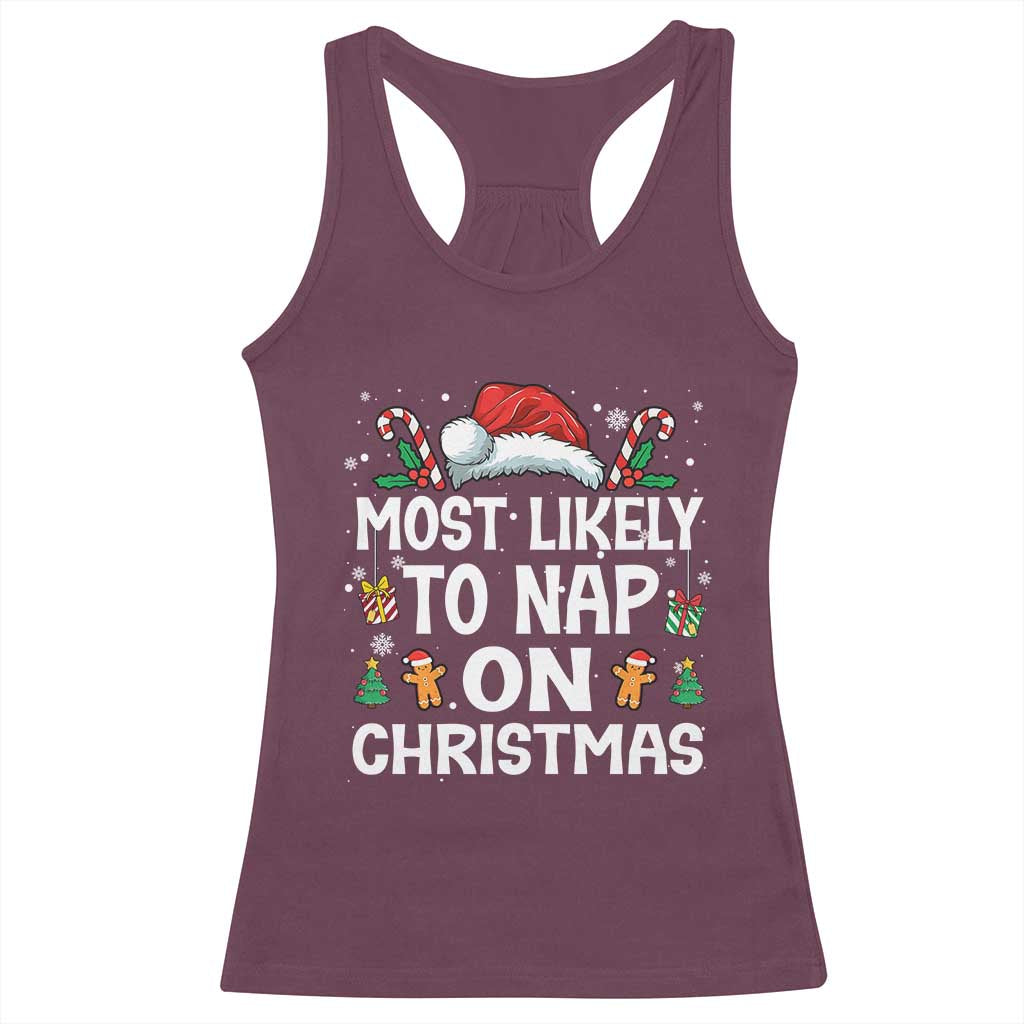 Family Matching Christmas Racerback Tank Top Most Likely To Nap On Xmas - Wonder Print Shop