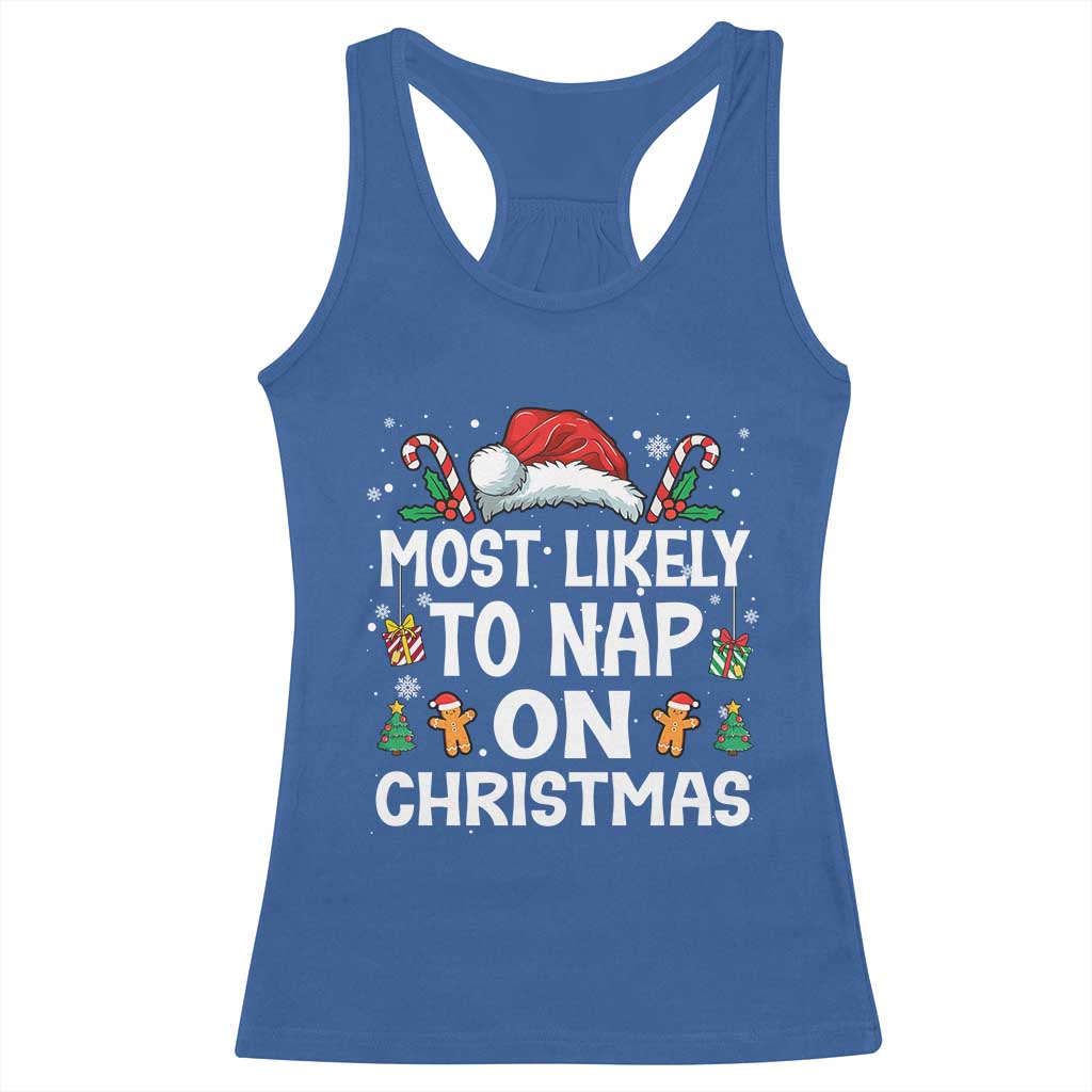 Family Matching Christmas Racerback Tank Top Most Likely To Nap On Xmas - Wonder Print Shop