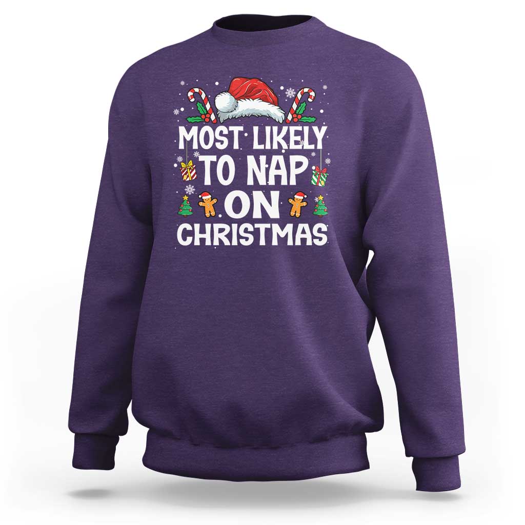 Family Matching Christmas Sweatshirt Most Likely To Nap On Xmas - Wonder Print Shop