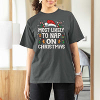 Family Matching Christmas T Shirt For Women Most Likely To Nap On Xmas - Wonder Print Shop