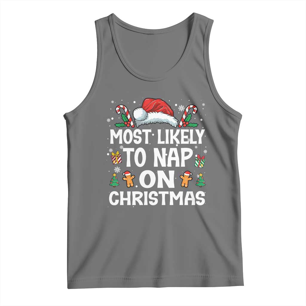 Family Matching Christmas Tank Top Most Likely To Nap On Xmas - Wonder Print Shop