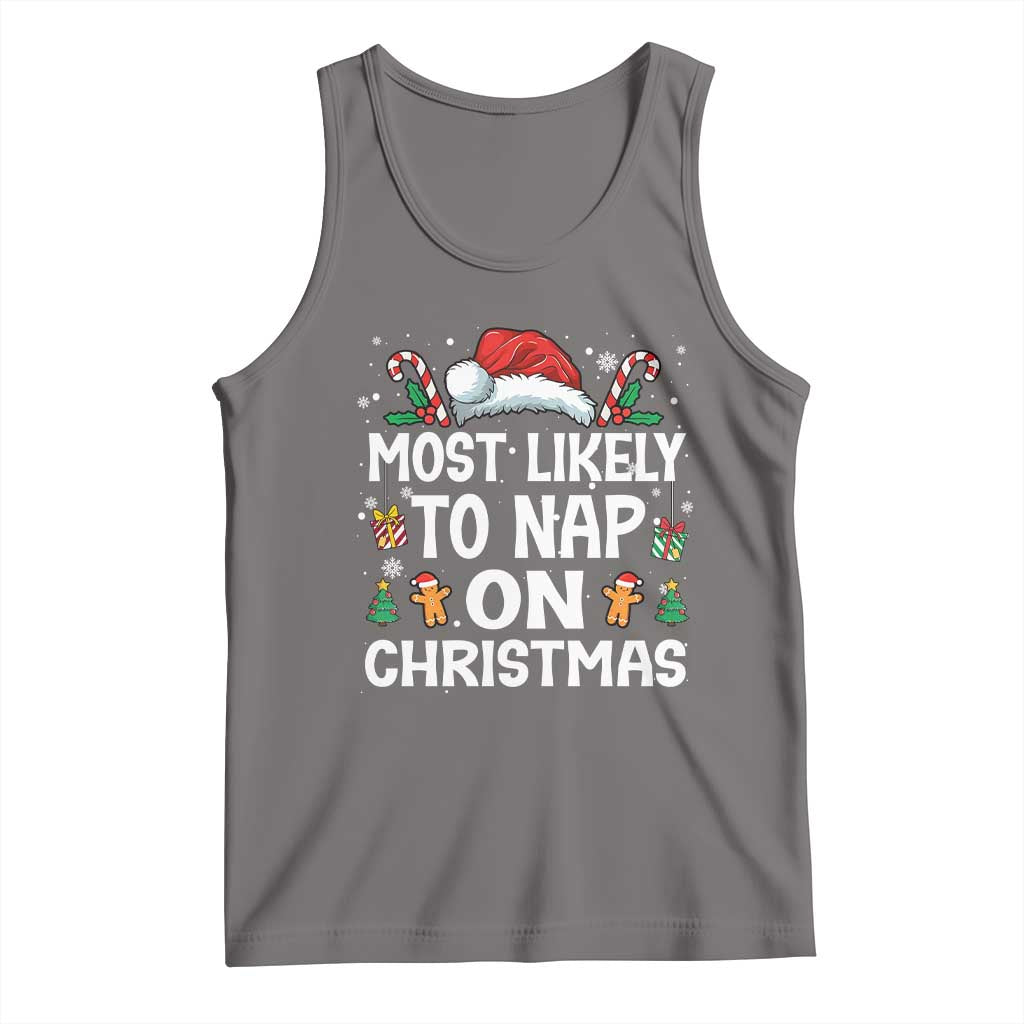 Family Matching Christmas Tank Top Most Likely To Nap On Xmas - Wonder Print Shop
