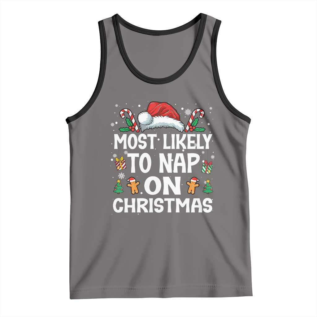 Family Matching Christmas Tank Top Most Likely To Nap On Xmas - Wonder Print Shop