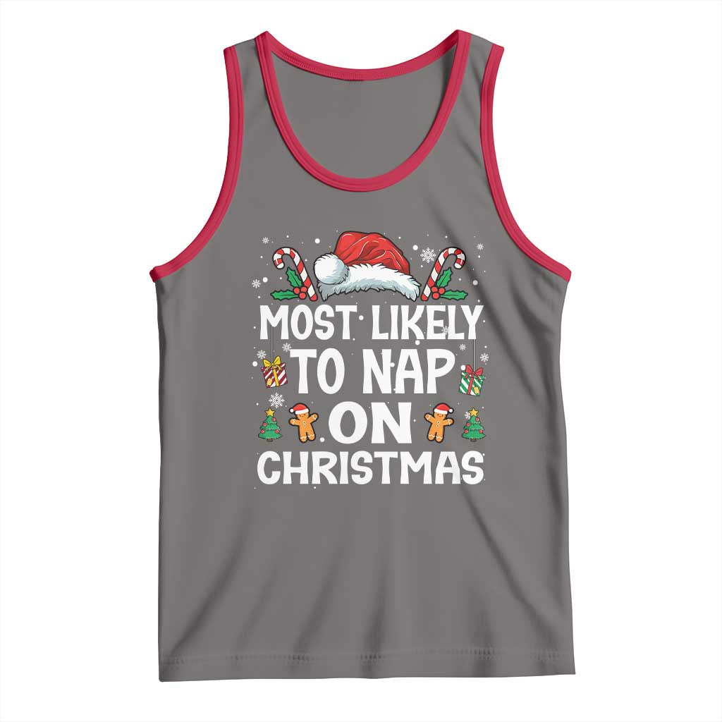 Family Matching Christmas Tank Top Most Likely To Nap On Xmas - Wonder Print Shop