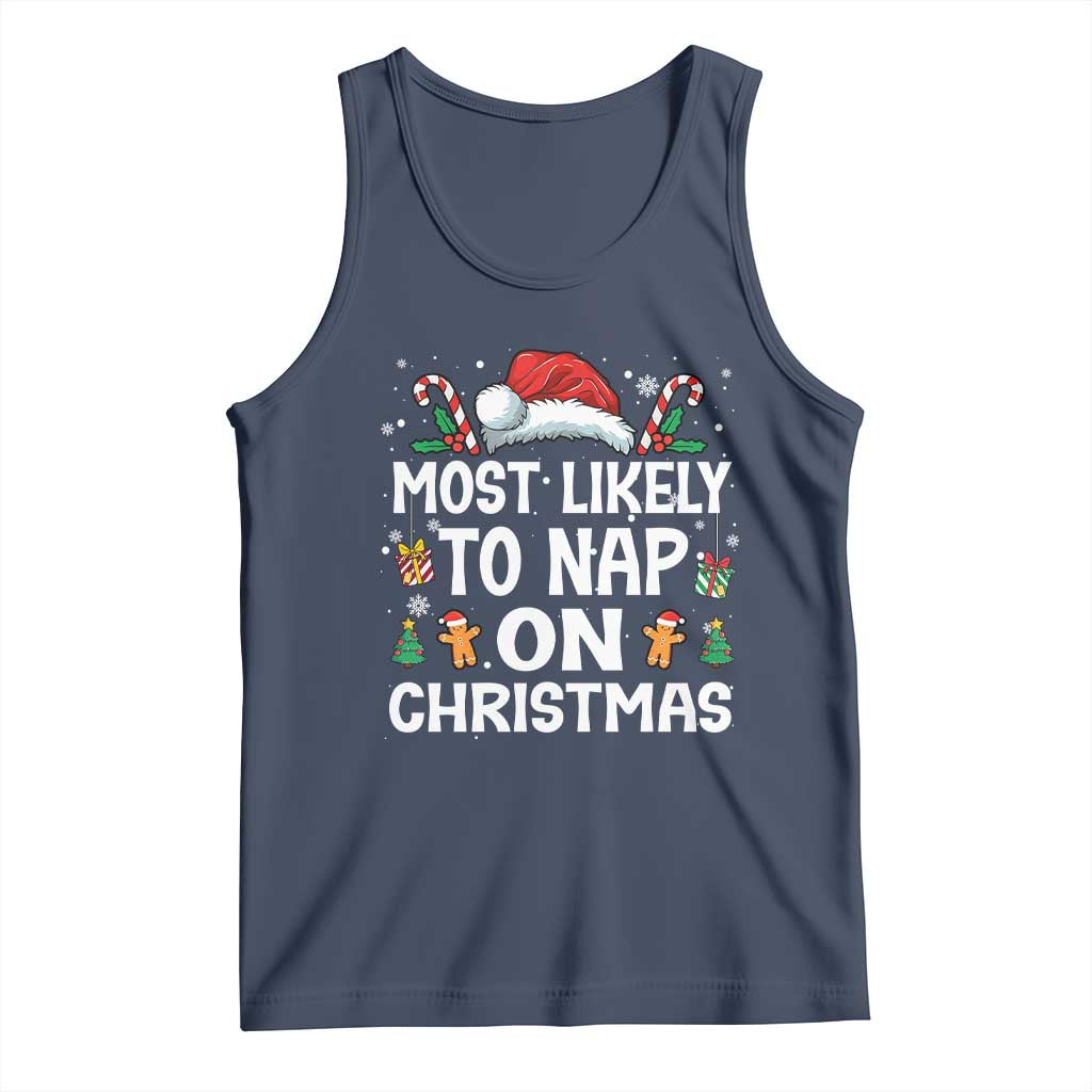 Family Matching Christmas Tank Top Most Likely To Nap On Xmas - Wonder Print Shop