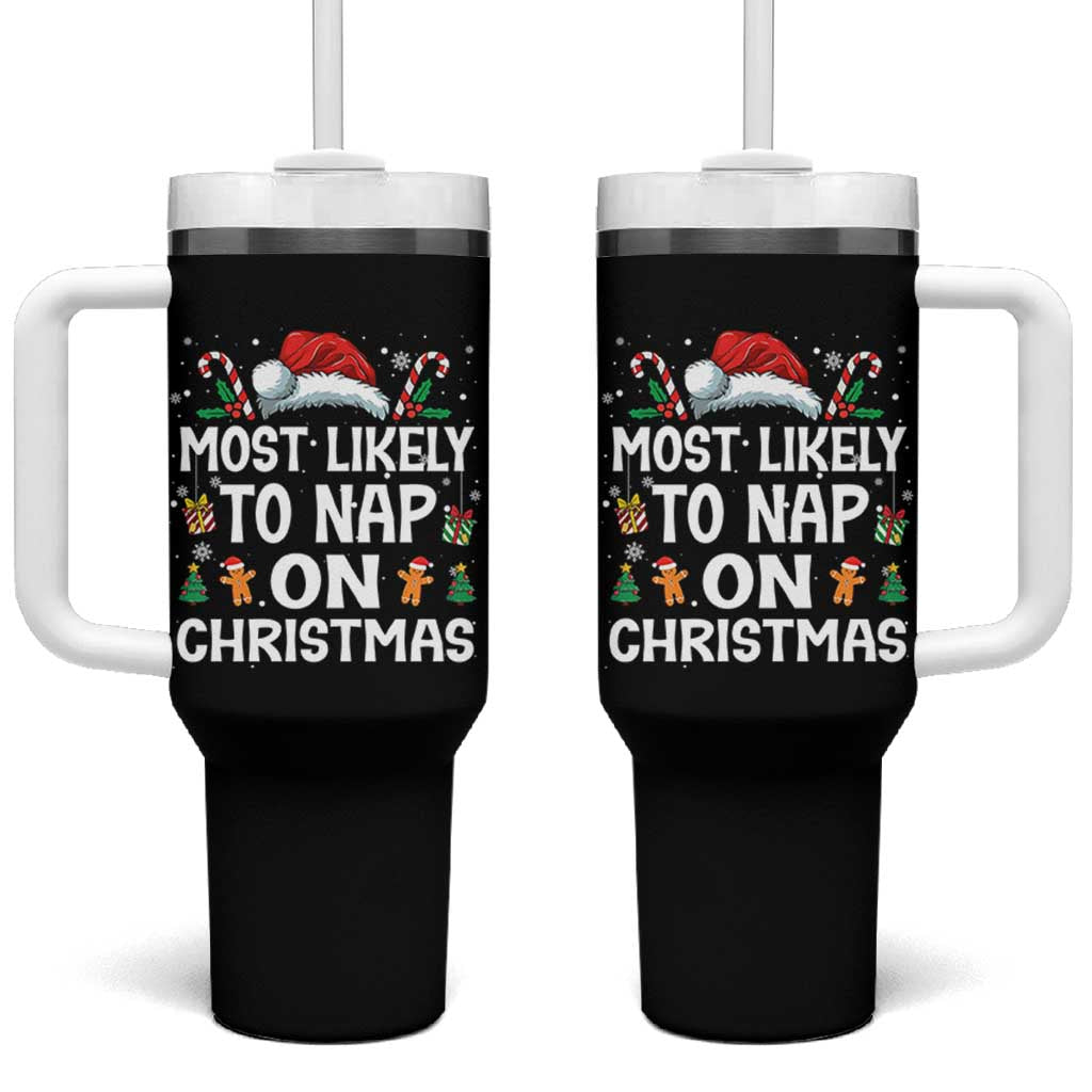 Family Matching Christmas Tumbler With Handle Most Likely To Nap On Xmas - Wonder Print Shop