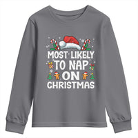 Family Matching Christmas Youth Sweatshirt Most Likely To Nap On Xmas - Wonder Print Shop